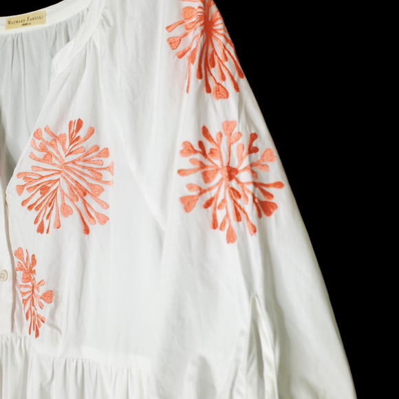 Wayward Fancies Eshakti Dress L White Poplin Tiered Embroidered cottagecore - Picture 4 of 11
